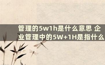 管理的5w1h是什么意思 企业管理中的5W+1H是指什么